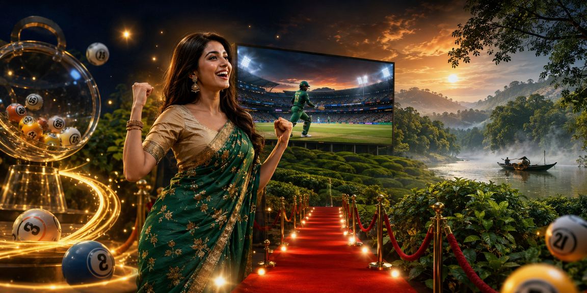 সিলেটের চা বাগানের পটভূমিতে মোবাইলে ক্রিকেট বেটিং করছেন একজন ব্যবহারকারী
